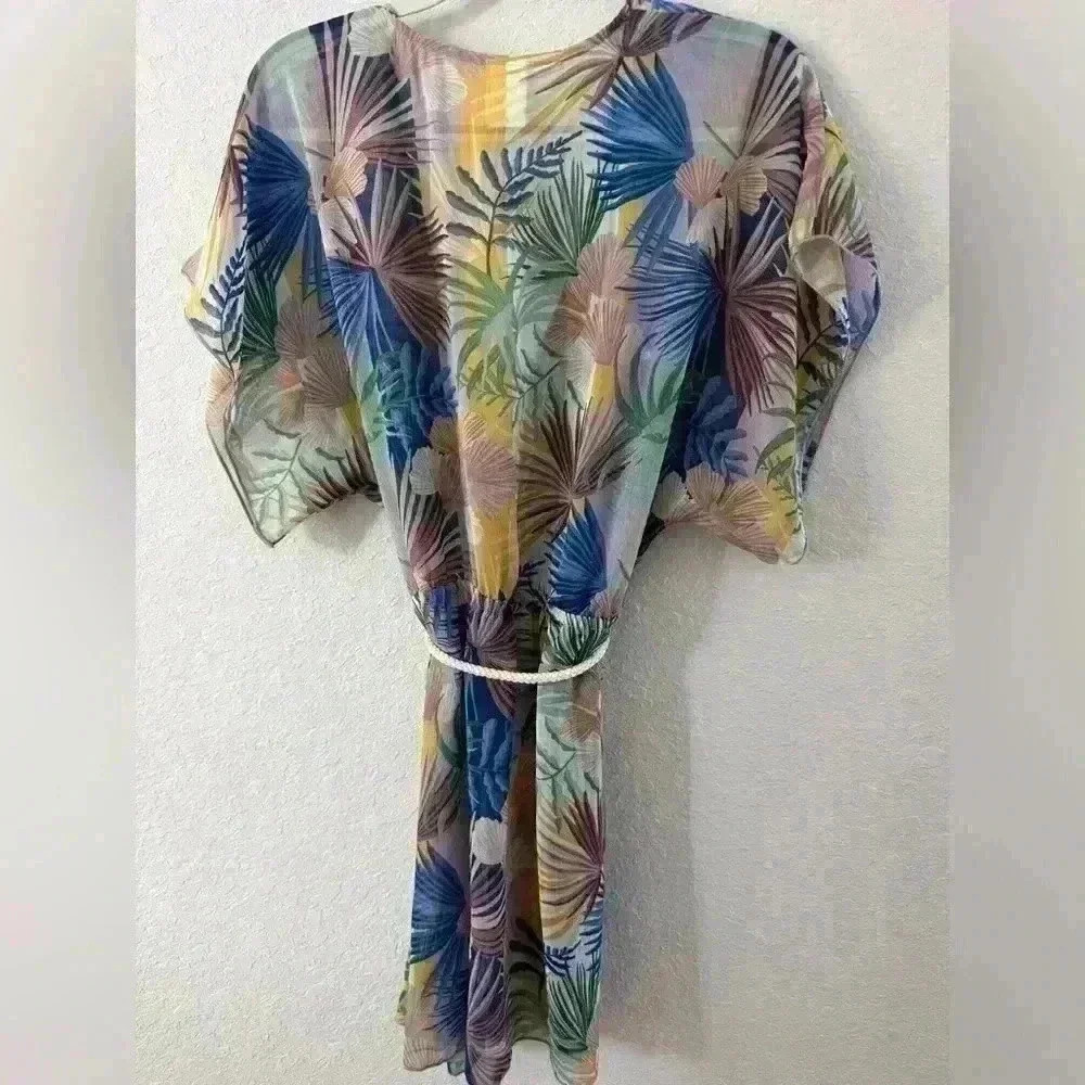 NWT Becca swim floral tropical  coverup with tie waist Sz XS-S - Picture 4 of 4